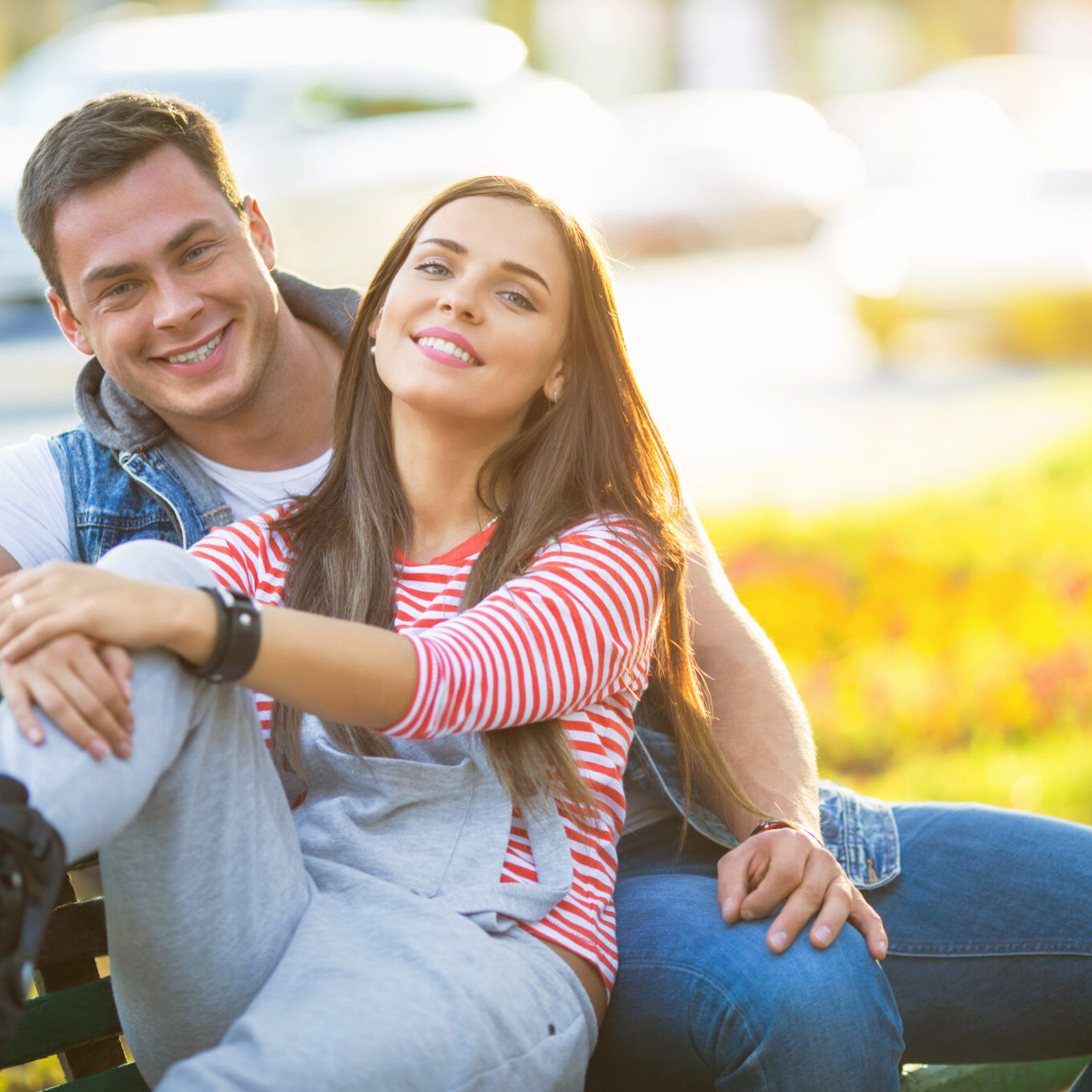 Young couple on a bench